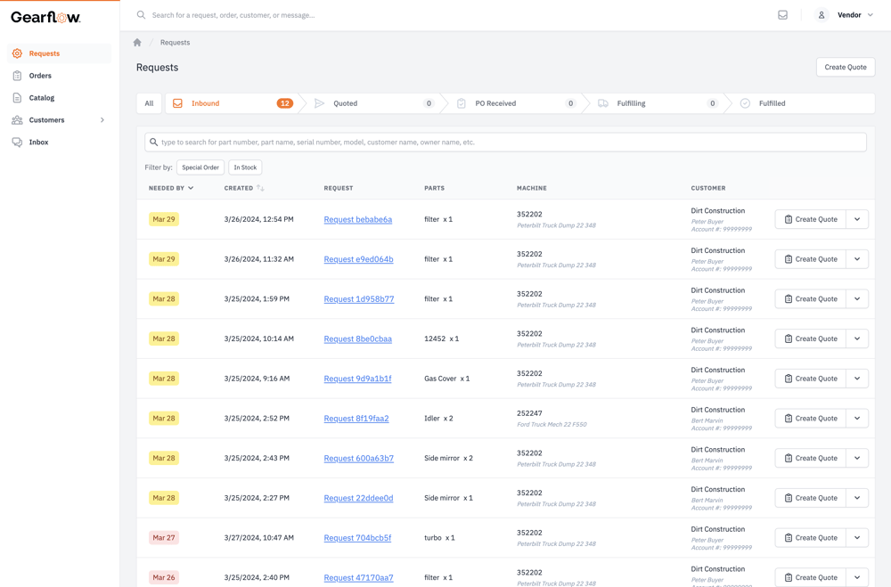 Vendor champ - Sales Hub UI